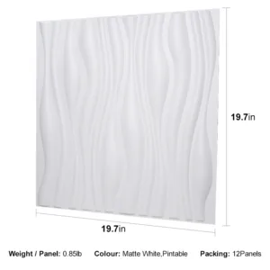 RADIANT WAVE WHITE-3D Texture - Pack of 12 Stylish PVC Panels, Covering 32 Sq Ft - Elevate Your Interior Décor