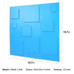 ANGELIC ROYAL BLUE-3D Texture - Pack of 12 Stylish PVC Panels, Covering 32 Sq Ft - Elevate Your Interior Décor