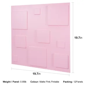 ANGELIC BOXY PINK-3D Texture - Pack of 12 Stylish PVC Panels, Covering 32 Sq Ft - Elevate Your Interior Décor