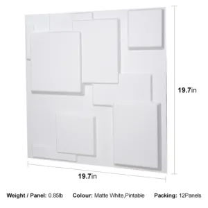 ANGELIC MOPO WHITE-3D Texture - Pack of 12 Stylish PVC Panels, Covering 32 Sq Ft - Elevate Your Interior Décor