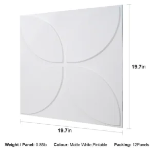 ELEGANT FANNY WHITE- 3D Texture - Pack of 12 Stylish PVC Panels, Covering 32 Sq Ft - Elevate Your Interior Décor!"