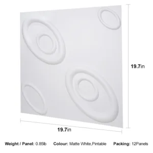 INCIRCLE FOXY WHITE-3D Texture - Pack of 12 Stylish PVC Panels, Covering 32 Sq Ft - Elevate Your Interior Décor