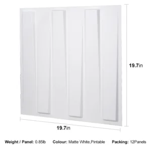 ALLURING LINING WHITE-3D Texture - Pack of 12 Stylish PVC Panels, Covering 32 Sq Ft - Elevate Your Interior Décor