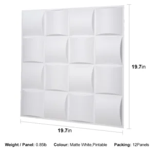 RAMP SQUARE BOX-3D Texture - Pack of 12 Stylish PVC Panels, Covering 32 Sq Ft - Elevate Your Interior Décor
