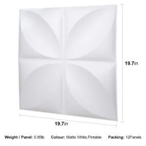 FANNY WHITE-3D Texture - Pack of 12 Stylish PVC Panels, Covering 32 Sq Ft - Elevate Your Interior Décor