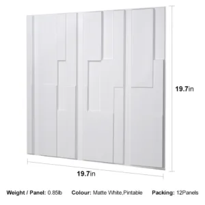 DAZZLING SQUARE WHITE-3D Texture - Pack of 12 Stylish PVC Panels, Covering 32 Sq Ft - Elevate Your Interior Décor